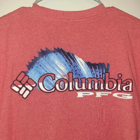 Columbia PFG Men's size XL Tee Red with Blue pocket and Blue graphic LOT N - Picture 5 of 6